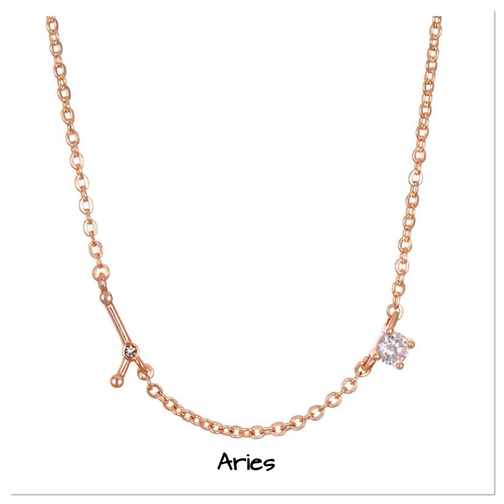 🛑 18K Rose Gold Zodiac Diamond Necklace